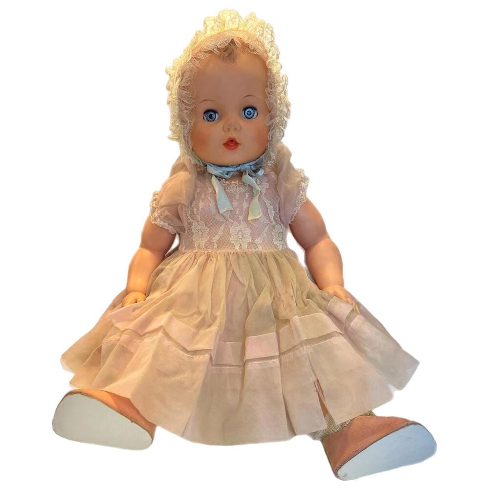 1960s Antique 24.5” Giant Baby Doll – Original Clothes – Open/Shut Eyes